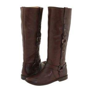 Frye Boots Size 5.5 Paige Brown Leather Riding Equestrian Tall Pull On Harness